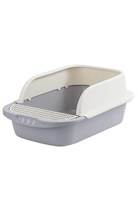 MUYGS Semi-Enclosed cat Litter Box, cat Toilet, Sand Drain Pedal, semi-Enclosed Space, with complimentary cat Litter Shovel, Multi-Color, Suitable for Different Body Types of Cats (Grey, Small)