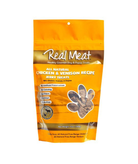 Real Meat Air-Dried Jerky Treats, Free-Range, All-Natural (Chicken & Venison, 12oz)