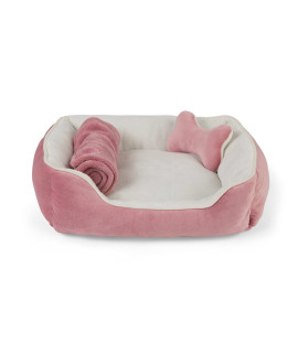 EveryYay Essentials Snooze Fest Dog Bed Bundle, 22 L X 18 W, Pink