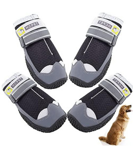 SOARINGFEEL Dog Shoes for Hot Pavement, Dog Booties for Summer, Dog Boots with Mesh Breathable, Reflective and Adjustable Straps for Large?Medium?Small Dogs - 4pcs