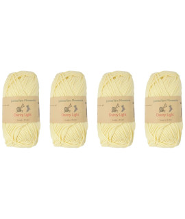 JubileeYarn Dainty Light Yarn - Worsted Weight cotton - 100gSkein - 600 Light Buttercream - 4 Skeins