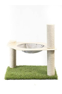 On2 Pets Cat Condo Tree Tower with Hammock Cat Bed and Scratching Post (Light Gray)