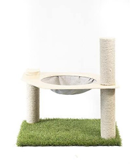 On2 Pets Cat Condo Tree Tower with Hammock Cat Bed and Scratching Post (Light Gray)