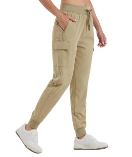 Willit Womens cargo Hiking Pants Lightweight Athletic Outdoor Travel Joggers Quick Dry Workout Pants Water Resistant Khaki XXL