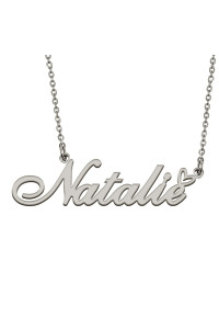 Huan Xun Silver Initial Letter Necklace For Women Girls Natalie Custom Nameplate