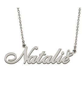 Huan Xun Silver Initial Letter Necklace For Women Girls Natalie Custom Nameplate