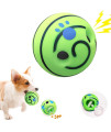 CREDIT 5 STAR 2-Pack Dog Balls Wobble Giggle Ball Treat Toy Interactive Dog Toys Puzzle Mentally Stimulating IQ Training for Dogs Favorite Birthday Gift for Puppy Small Dogs Green SE617