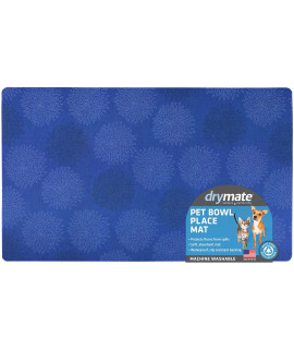 Drymate Pet Bowl Placemat, Dog cat Food Feeding Mat - Absorbent Fabric, Waterproof Backing, Slip-Resistant - Machine WashableDurable (USA Made) (12A x 20A) (good Medicine Blue 8)