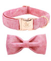 Elegant Little Tail Pink Colorful Dog Collar, Comfortable Dog Collar With Bow Adjustable Soft Bow Tie Dog Collars For X-Large Dogs