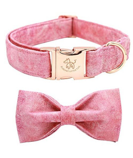 Elegant Little Tail Pink Colorful Dog Collar, Comfortable Dog Collar With Bow Adjustable Soft Bow Tie Dog Collars For X-Small Dogs And Cats