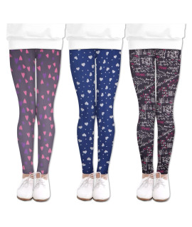 Luouse 3 Pack Young Girls Stretch Lycra Leggings Kids Buttery Soft Yoga Comfy Pants Full Length Size 8-9 Years