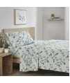 comfort Spaces cotton Flannel Breathable Warm Deep Pocket Sheets with Pillow case Bedding, Twin, Seafoam Foxes 3 Piece