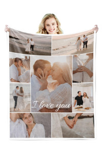 Youltar custom Blanket with Text Picture collage customized Throw Blankets, Birthday Anniversary Wedding Personalized Halloween christmas couples gifts for Boyfriend girlfriend Photo9 50A60