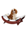Etna Cat Bed Pet Hammock - Small Dog Wood Frame Lounger with Washable Fleece Cover, Mahogany Finish