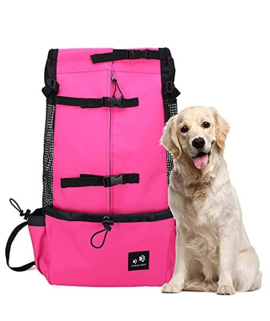 Samzary Sport Sack Dog Carrier?Adjustable Backpack Dog outcropping bagPet Backpack,Backpack for Small and Medium Dogs Multifunction Pet Sport Backpack Rose red