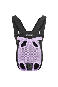 Pawaboo Pet Carrier Backpack, Adjustable Pet Front Cat Dog Carrier Backpack Travel Bag, Legs Out, Easy-Fit for Traveling Hiking Camping for Small Medium Dogs, Medium Size, Purple