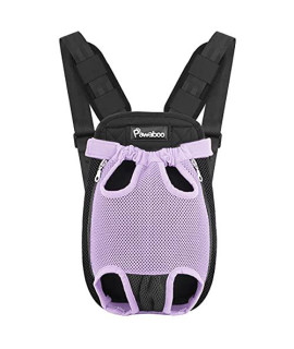 Pawaboo Pet Carrier Backpack, Adjustable Pet Front Cat Dog Carrier Backpack Travel Bag, Legs Out, Easy-Fit for Traveling Hiking Camping for Small Medium Dogs, Medium Size, Purple