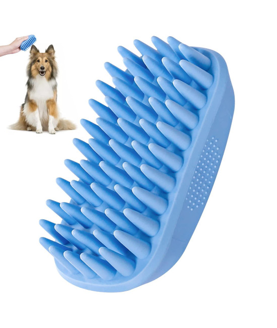 Dog Bath Brush,Rubber Dog Shampoo grooming Brush, Silicone Dog Shower Wash curry Brush, Pet Scrubber for Short Long Haired Dogs cats Massage comb, Soft Shedding Bathing Brush Removes Loose Shed Fur
