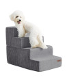 Lesure Dog Stairs for Small Dogs - Pet Stairs for Beds and Couch, Folding Pet Steps with CertiPUR-US Certified Foam for Cat and Doggy, Non-Slip Bottom Dog Steps, Grey, 4 Steps
