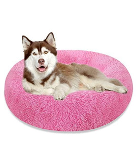 Calming Dog Bed Cat Bed Donut Cuddler, Anti Anxiety Dog Bed for Small Medium Large Dogs Cats, Machine Washable Round Warm Bed, Faux Fur Pet Bed, Waterproof Non-Slip Bottom (23"/30"/36")