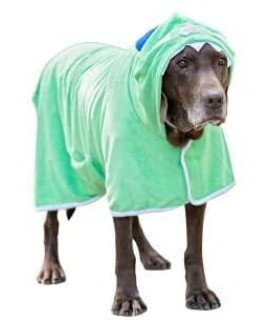 BoxDog Wearable Microfiber Dog Towel with Monster Hoodie | Soft Dog Bathrobe (Large)