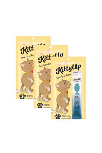 Kitty Up - Lickable cat Treat Pouches for Indoor cats - All Natural Tuna Puree Tube Treats - Kitten and Senior Soft Wet cat Food - Limited Ingredient - grain Free, Lysine, Taurine 12 tubes 05 oz ea