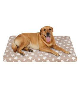 EMPSIgN Waterproof Dog Bed crate Pad, Dog Bed Mat Reversible (cool Warm), Removable Washable cover, Waterproof Liner High Density Foam, Pet Bed Mattress for Small to XX-Large Dogs, Beige, Star