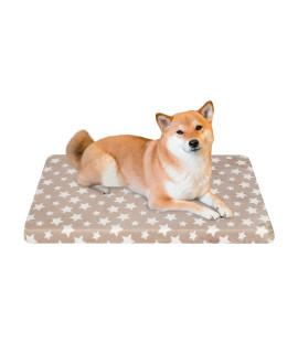 EMPSIgN Waterproof Dog Bed crate Pad, Dog Bed Mat Reversible (cool Warm), Removable Washable cover, Waterproof Liner High Density Foam, Pet Bed Mattress for Small to XX-Large Dogs, Beige, Star