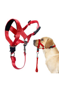 Barkless Dog Head Collar, No Pull Head Halter For Dogs, Adjustable, Padded Headcollar With Training Guide - Stops Pulling And Choking On Walks (Xl, Red)
