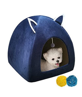 Cat Beds for Indoor Cats?KIDPET Cat Cave Dog Tent Kitten Bed,Cozy Cave Dog Bed for Small Dogs with Cover Cave,2-in-1 Foldable Pet Tent Cat Hideout with Removable Mat (XL-18 * 18 * 20 inch, Navy)