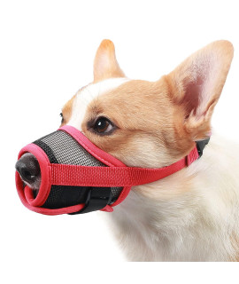 Dog Muzzle With Adjustable Velcro To Prevent Biting Barking And Chewing, Air Mesh Breathable Pet Muzzle For Small Medium Large Dogs (S, Red)
