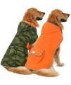 HDE Reversible Dog Raincoat Hooded Slicker Poncho Rain Coat Jacket for Small Medium Large Dogs (Camo/Orange, XXL)