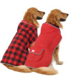HDE Reversible Dog Raincoat Hooded Slicker Poncho Rain Coat Jacket for Small Medium Large Dogs Buffalo Plaid Red - XXL