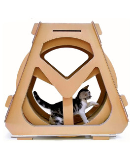 Large Cat Climbing Toy,Corrugated Paper -Waterwheel Turntable Wheel Weight Loss Cat Scratching Board Cat Scratch Pad Weight Loss Cat Exercise Wheel brown, 61x29x58cm