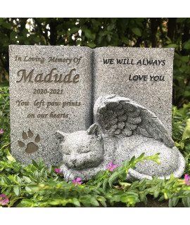 Claratut Personalized Cat Angel Pet Memorial Grave Marker Tribute Statue, Cat Memorial Stone, Sympathy Pet Loss Gift for Cat, Customizable Name and Date