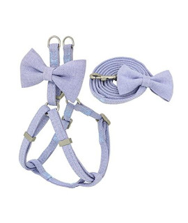 TTKLL Dog Harness Leash Collar Set Adjustable Soft Cute Bow Double Layer Dog Harness for Small Medium Pet Collar Leash Outdoor Walking (Color : Blue, Size : M-1.5cm)