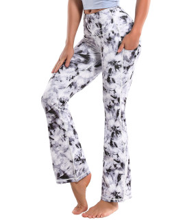 Bubblelime 29313335 4 Styles Womens High Waist Bootcut Yoga Pants - Side Pockets_Black Dandelion M-37 Inseam