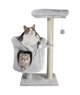 Qucey Cat Tree Cat Tower for Indoor Cats, Cat Condo with Sisal Scratching Post, Soft Perch and Dangling Ball , Cat Activity Tree Play House for Adult Cats and Kittens
