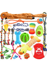 Aipper Dog Puppy Toys 20 Pack, Puppy Chew Toys for Fun and Teeth Cleaning, Plush Squeaky Toys, Dog Treat Dispenser Ball, Tug of War Toys, Puppy Teething Toys, Dog Rope Toys for Medium to Small Dogs
