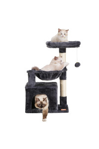 Heybly Cat Tree Cat Tower Condo With Sisal-Covered Scratching Posts And Basket For Kitten Smoky Gray Hct002Sg