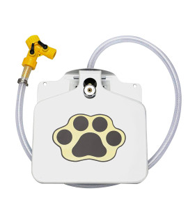 Dogsshopdaily Outdoor Automatic Dog Water Dispenser - Premium Step Water Toy Push Button - Practical Water Toys for Dogs - Pet Fountain with 40-inch Hose and Y Valve Adapter, White