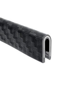 Trim-Lok Edge Trim - Fits 18A Edge, 916A Leg Length, 100A Length, Black, Carbon Fiber Texture - Flexible Pvc Edge Protector For Sharprough Surfaces