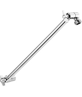 15 Inch Extra Long Adjustable Shower Head Extension Arm With Locking Set Screw, Singing Rain Solid Brass chrome Finish Angle Height Adjustable, Easy To Install, g12 Universal connector compatible