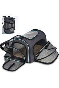 BOTUSS Expandable Cat Carrier, Airline Approved Pet Carrier Cat Backpack Travel Carrier, Foldable Soft-Sided Cat Bag with Removable Fleece Pad, for Small Medium Animals Cats Dog Puppy 11*18*11 inch