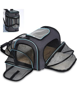 BOTUSS Expandable Cat Carrier, Airline Approved Pet Carrier Cat Backpack Travel Carrier, Foldable Soft-Sided Cat Bag with Removable Fleece Pad, for Small Medium Animals Cats Dog Puppy 11*18*11 inch