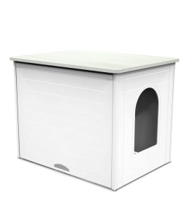 Palram Pets Tiger Large Cat Litter Box Furniture Hidden, Double Pet House Enclosure, XL Washroom Cabinet Bench, Side Table for Large Cats with Hidden Flip Up Door