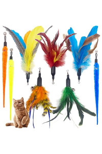 TIENAILINg cat Feather Replacement cat Wand Refills, 8 PcS Natural Bird Feathers Refill Worm cat Toy Refill, cat Wand Replacement Feathers for cat Toys