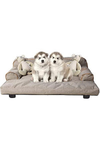 Waterproof Orthopedic Dog Bed Couch with Build-in Elevated Dog Bed and PP Cushion 30.7" Lx22.8 Wx11.8 H Can Be Used for Medium and Small Dog and Cat in Both Winter and Summer (Grey)