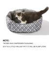 LUCKITTY 25 Inch Large Cat Bed,Soft Velvet & Waterproof Oxford Two-Sided Cushion, Easy Washable,Oval Geometric Pet Beds for Indoor Big Cats or Small Dogs, Grey Footprints Pattern