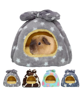 gINIDEAR guinea Pig Bed, guinea Pig Hideout House Accessories Warm Bed for Small Animals Hamsters chinchillas Dwarf Bunnies Hedgehogs M, Light grey Stars